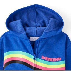 NWT The Children’s Place Girls Rainbow Weekend French Terry Zip-Up Hoodie